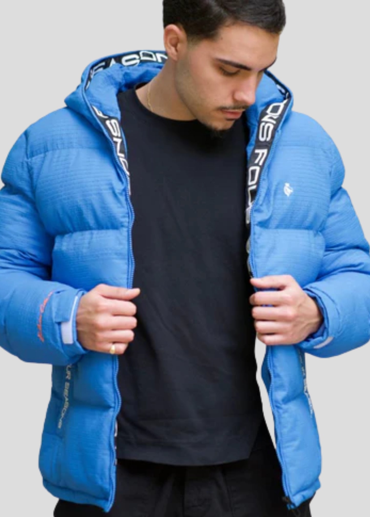Chaqueta azul nube con capucha